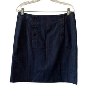 Loft Ann Taylor Woman Size 10 Denim Blue Knee Length Skirt Lightweight Casual